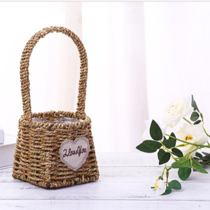 Home Decor Flolar Basket with handle