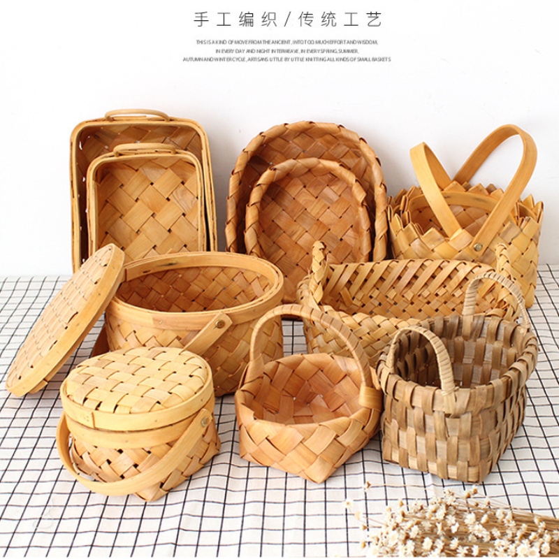 Domácí dekor Wooden Woven Basket